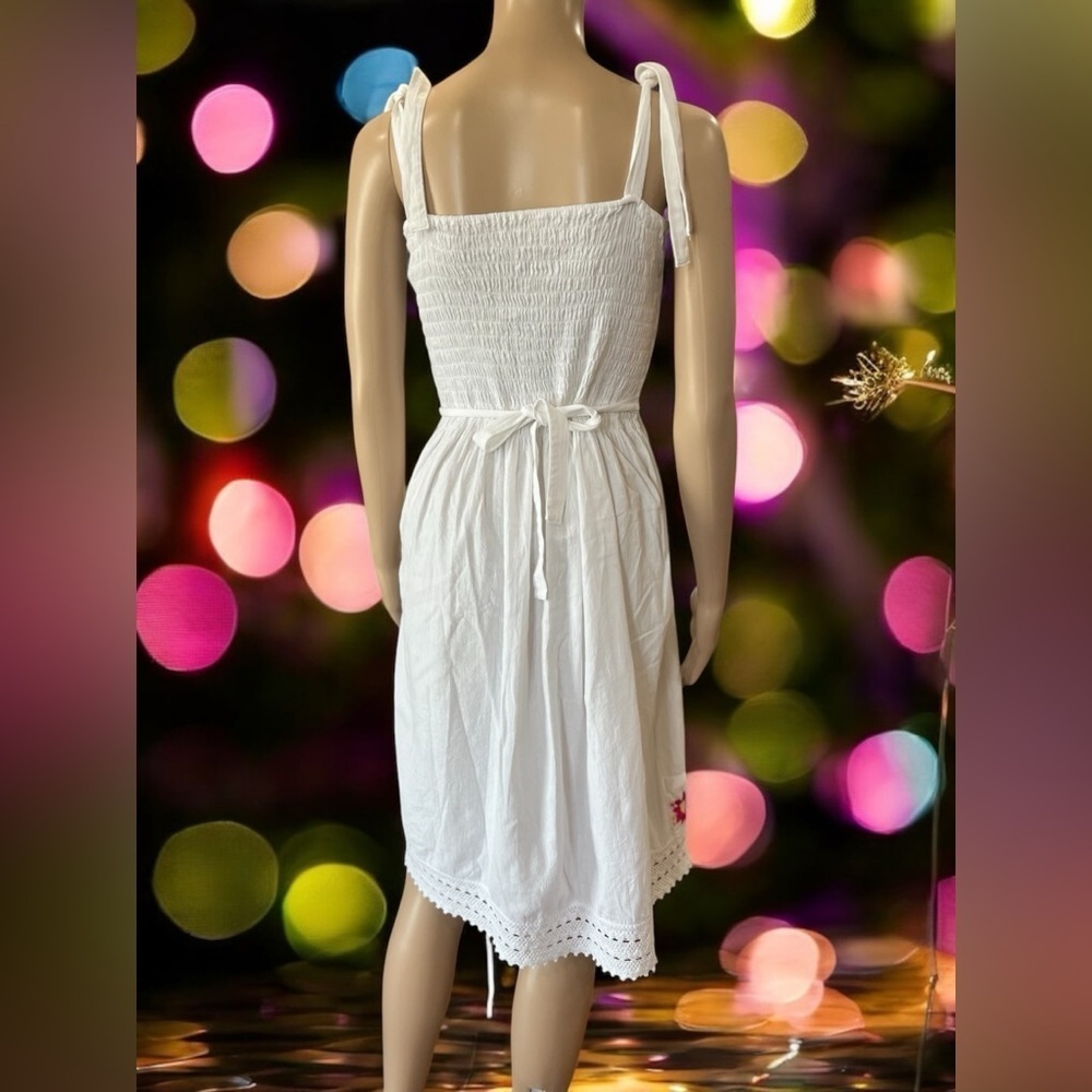 Oaxacan Mexican folk fiesta sun summer Floral Embroidered Dress-M/L - Picture 2 of 8